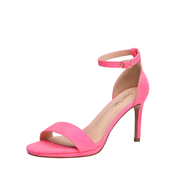 High Heel Pump Sandals - NEON PINK SUEDE -  0
